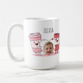 お名前入り赤ちゃんの1歳の誕生日フォト コーヒーマグカップ (左)