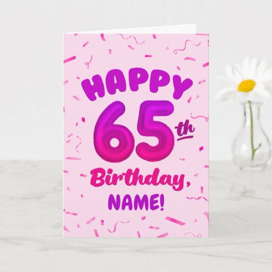 お名前入り65歳の誕生日カード カード (小さな植物)