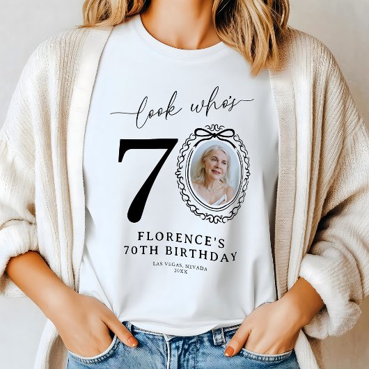 お名前入り70歳の誕生日フォトTシャツ トライブレンドTシャツ