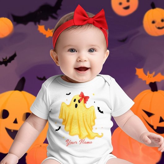 お名前入り かわいいハロウィンベビーゴースト ベビーTシャツ