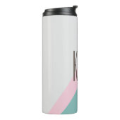 お名前入り かわいい パステル幾何学 ティール ピンク タンブラー (回転左)