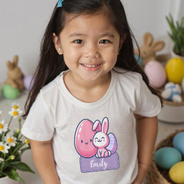 お名前入り イースター ウサギ 卵 すごくかわいい トドラーTシャツ