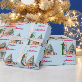 お名前入り クラシックラビットの初めてのクリスマス ラッピングペーパー