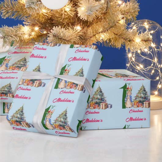 お名前入り クラシックラビットの初めてのクリスマス ラッピングペーパー (クリスマス)