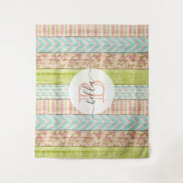 お名前入り シャビーローズ ラスティックウッド コテージ タペストリー