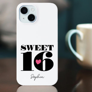 お名前入り スイート16 誕生日 レトロ 白 iPhone 15ケース