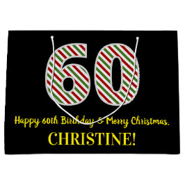 お名前入り ハッピィ 60歳の誕生日 メリークリスマス ラージペーパーバッグ