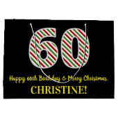 お名前入り ハッピィ 60歳の誕生日 メリークリスマス ラージペーパーバッグ (裏面)
