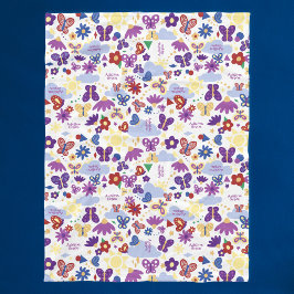 お名前入り バタフライ ガーデン ファン シェイプ ホワイト フリースブランケット