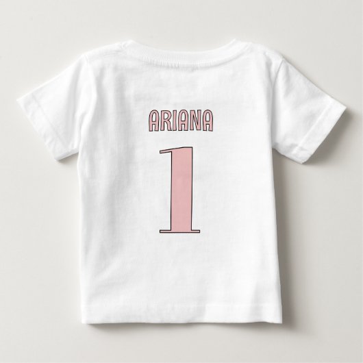 お名前入り ピンクのシリーゴースの1歳誕生日 ベビーTシャツ (裏面)