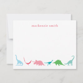 お名前入り プレップ風恐竜 グリーティングカード ノートカード