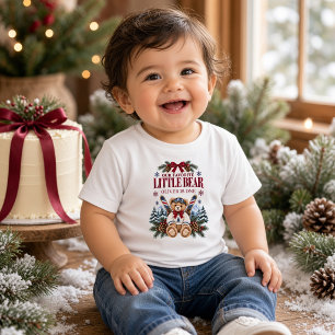 お名前入り 冬のテディベア 1歳の誕生日 トドラーTシャツ