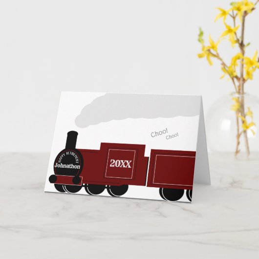 お名前入り 引退記念 蒸気鉄道 列車 カード (黄色い花)