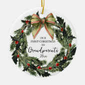 お名前入り 新しい祖父母のクリスマスオーナメント セラミックオーナメント (正面)