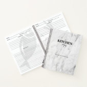 お名前入り 現代的 ホワイト大理石 キッチンレシピ帳 ノートブック (内部)