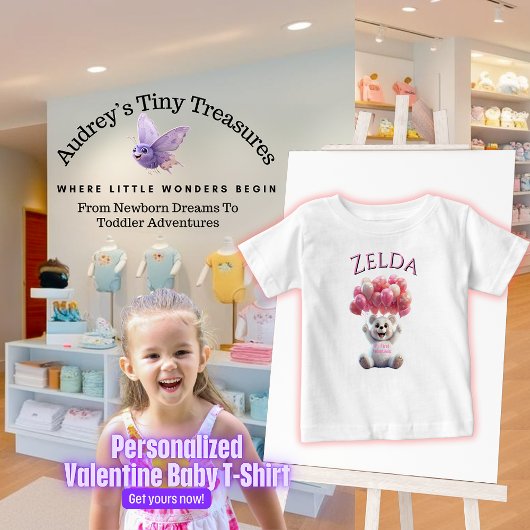 お名前入り 赤ちゃんの初めてのバレンタインデーTシャツ ベビーTシャツ