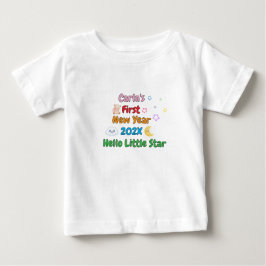 お名前入り 赤ちゃんの初めての新年 - かわいいデザイン ベビーTシャツ