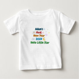 お名前入り 赤ちゃんの初めての新年 - かわいいデザイン ベビーTシャツ
