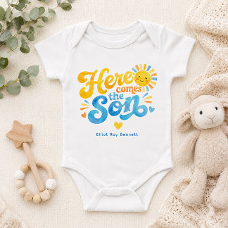 お名前入り Here Comes the Son ベビーボディスーツ