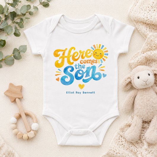 お名前入り Here Comes the Son ベビーボディスーツ