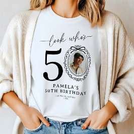 お名前入り「Look Who's 50」50歳の誕生日フォトTシャツ トライブレンドTシャツ