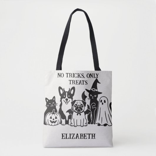 お名前入り No Tricks, Only Treats トートバッグ (正面)