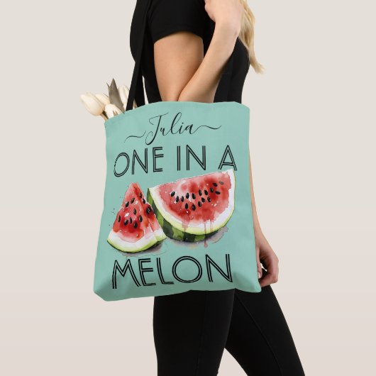 お名前入り ONE IN A MELON サマー・バイブス 青 トートバッグ (クローズアップ)