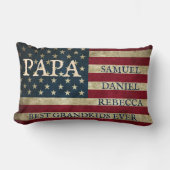お名前入り PAPA お孫さんの名前 アメリカ国旗 ランバークッション (正面)