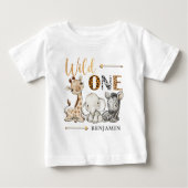 お名前入り WILD ONE サファリ 1歳の誕生日 ベビーTシャツ (正面)