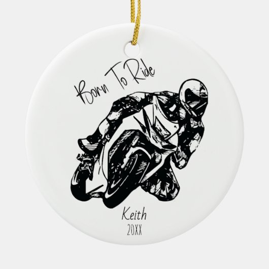 お名前入りBorn To Ride セラミックオーナメント (正面)