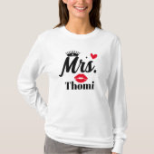 お名前入りMrs. ウェディングアイテム レディース Tシャツ (正面)