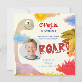 お名前入りROAR恐竜の誕生日 招待状
