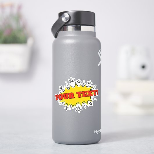 お名前文字レッドポップ・アートの・イエローアートバースト4"ビニル シール (HydroFlask)