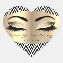 お名前来ハート白黒 ハートシール