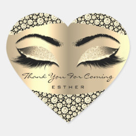 お名前来ハート金ゴールド ハートシール