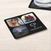 お名前3枚の写真 モダン シンプル おしゃれなコースター スクエアペーパーコースター (アングル)