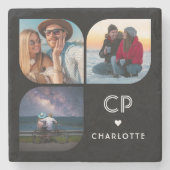 お名前3枚の写真 モダン シンプル おしゃれな名前のモノグラム ストーンコースター (正面)