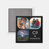 お名前3枚の写真 現代的でおしゃれなシンプルデザイン マグネット (正面/裏面)