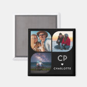 お名前3枚写真 モダン おしゃれ シンプル マグネット (正面/裏面)