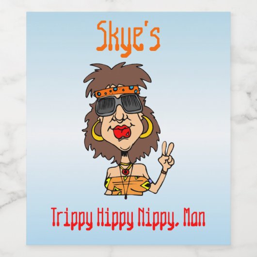 [お名前]のヒッピトリップ（幻覚体験）のようなー・ニッピー男カスタムおもしろい ワインラベル (シングルラベル)