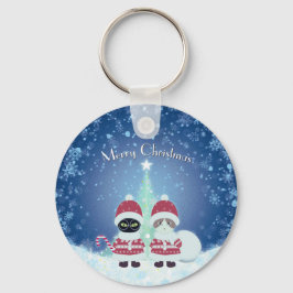 [お名前]のPoilunaクリスマスメタルサークル キーホルダー