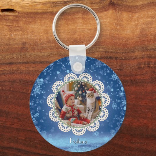 [お名前]のPoilunaクリスマスメタルサークル キーホルダー (裏面)