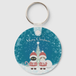 [お名前]のPoilunaクリスマスメタルサークル キーホルダー