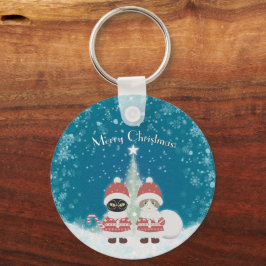 [お名前]のPoilunaクリスマスメタルサークル キーホルダー