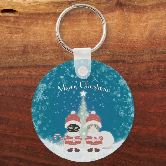 [お名前]のPoilunaクリスマスメタルサークル キーホルダー (正面)