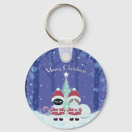 [お名前]のPoilunaクリスマスメタルサークル キーホルダー