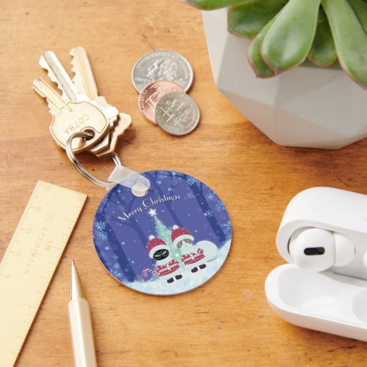 [お名前]のPoilunaクリスマスメタルサークル キーホルダー (デスク)