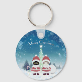 [お名前]のPoilunaクリスマスメタルサークル キーホルダー