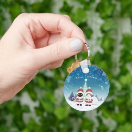 [お名前]のPoilunaクリスマスメタルサークル キーホルダー