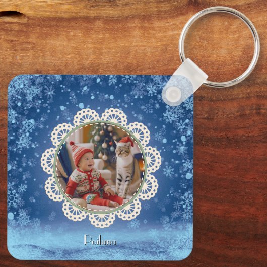 [お名前]のPoiluna Christmas Metal Square キーホルダー (裏面)